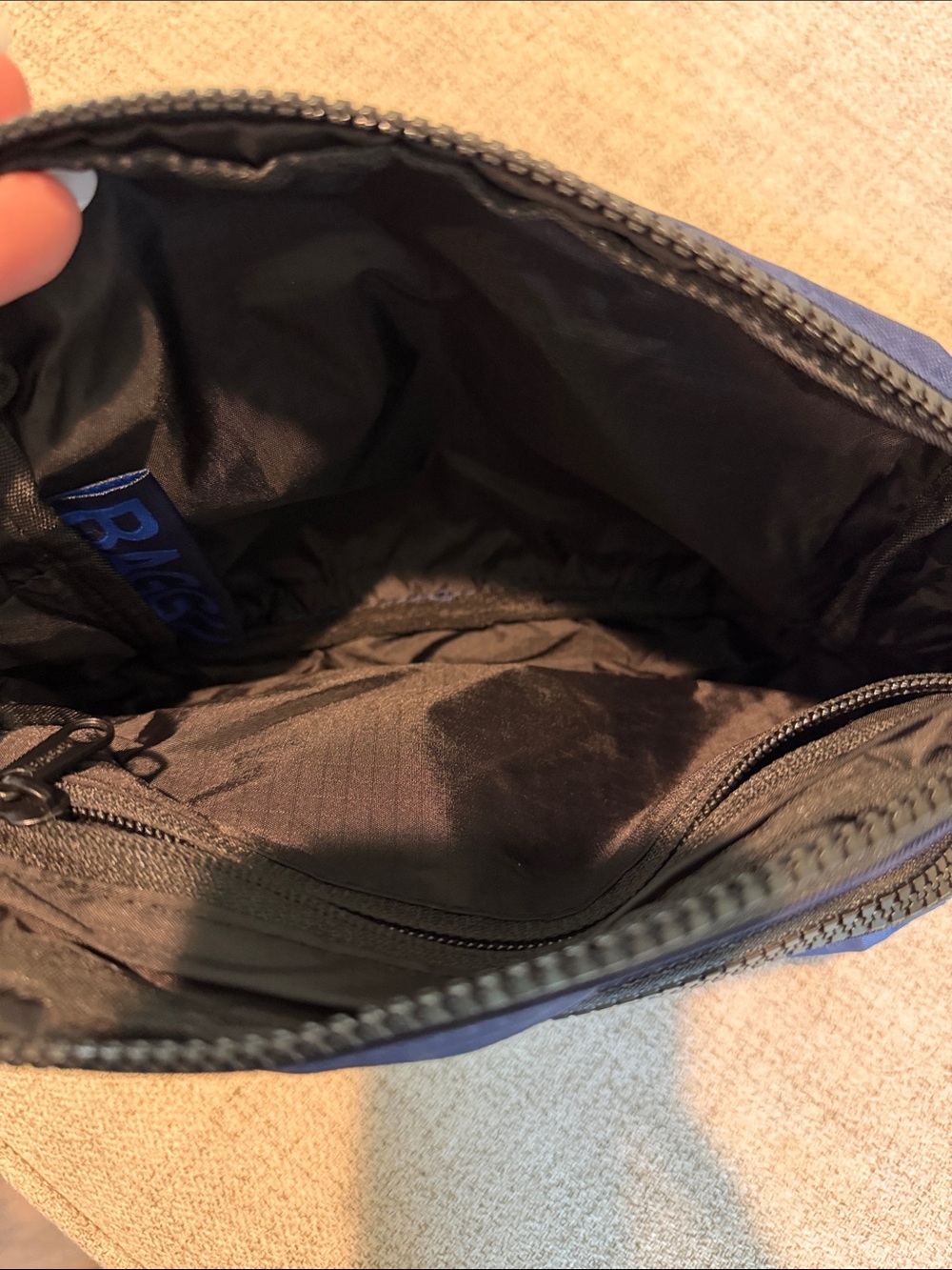 Baggu Belt Bag “Lost City Books” Blue Gently Used Clean View 4